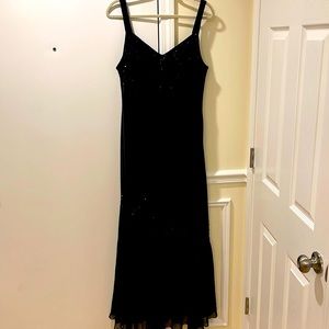 Xscape By Joanna Chen Strappy Dress Size 18w Silk Embellished Sequined Black